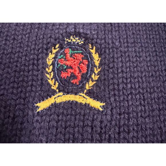 Vtg Tommy Hilfiger Navy Crewneck Pullover Sweater Embroidered Sz L - Picture 2 of 4